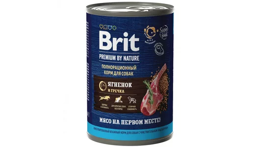 BRIT 410гр Корм для собак с чувствительным пищеварением Premium с ягненком и гречкой
