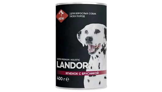 Влажный корм LANDOR Holistic для любых собак, ягненок с брусникой 400гр