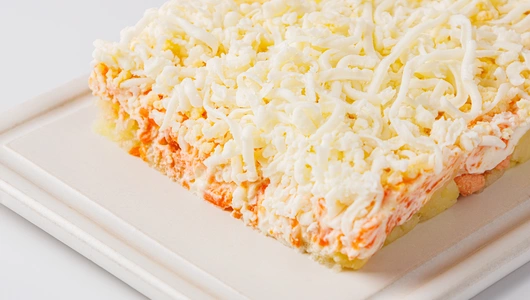 Мимоза с семгой горячего копчения Мимоза с семгой горячего копчения