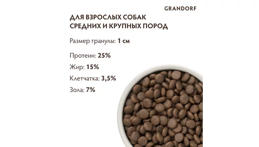 Корм сухой Grandorf 4 мяса с пробиотиками для собак средних и крупных пород 3 кг