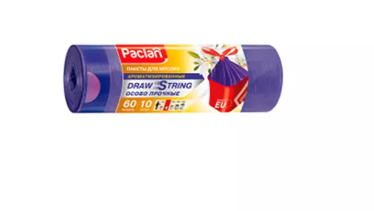 Мешки для мусора Paclan Aroma с завязками 60 л 15 мкм 10 шт Мешки для мусора Paclan Aroma с завязками 60 л 15 мкм 10 шт
