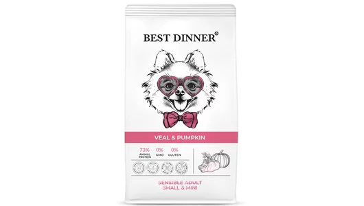Сухой корм Best Dinner Adult Sensible Mini Veal & Pumpkin для собак маленьких пород с телятиной и тыквой 1.5кг