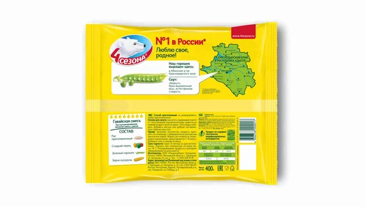 Смесь овощная 4 Сезона Гавайская быстрозамороженная 400 г