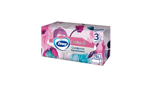 Салфетки бумажные Косметические Zewa Deluxe Дизайн 3-слойные 90 шт