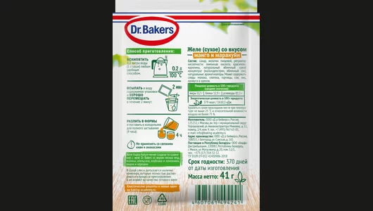 Желе Dr. Bakers со вкусом манго и маракуйи 41 г Желе Dr. Bakers со вкусом манго и маракуйи 41 г