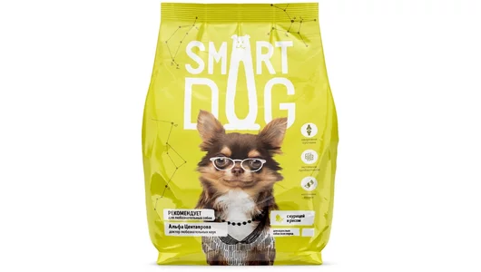 Smart Dog Сухой корм для взрослых собак все пород с курицей и овощами, ADULT, Chicken and vegetables, 0,8кг