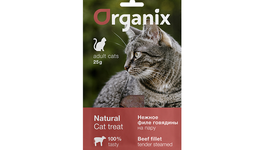 Organix лакомства Лакомство для кошек «Нежное филе говядины, приготовленное на пару» 100% мясо