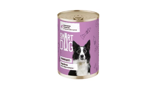 Smart Dog консервы Для взрослых собак и щенков кусочки кролика в нежном соусе, 850г