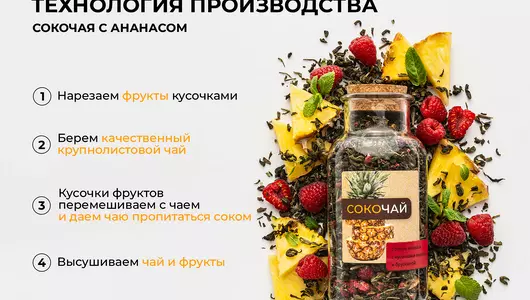 Чай черный Befruitbe пропитанный соком ананаса с кусочками ананаса и брусникой 130 г