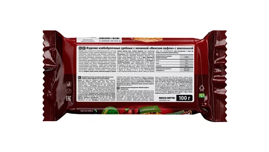 Вафли Акульчев Венские с земляникой 100 г Вафли Акульчев Венские с земляникой 100 г