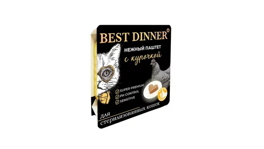 Влажный корм Best Dinner, нежный паштет для стерилизованных кошек с курицей 100гр