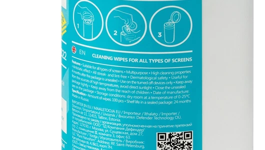 Салфетки влажные Defender чистящие для экранов в тубе 100 шт