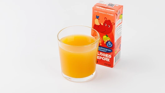 Сок детский яблоко-персик прямого отжима, 200 мл