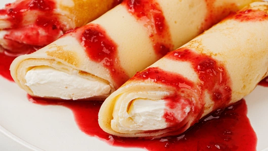 Блины с "Крем чиз" и вишней