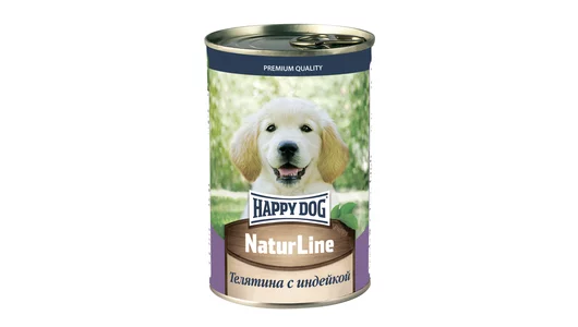 HAPPY DOG 410гр для щенков, телятина с индейкой Natur Line