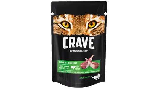 CRAVE 70гр Корм для взрослых кошек, с ягненком (пауч)