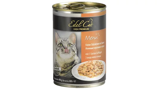 EDEL CAT 400гр Корм для кошек нежные кусочки 3 вида мяса птицы
