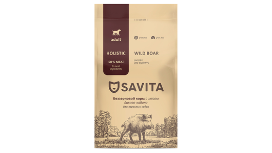 SAVITA сухой корм Беззерновой корм для собак с мясом дикого кабана, GRAIN FREE ADULT, Wild Boar, 4 кг
