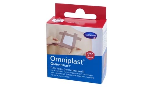 Omniplast Пластырь фиксирующий из текстильной ткани 2,5 см х 5 м, 1 шт
