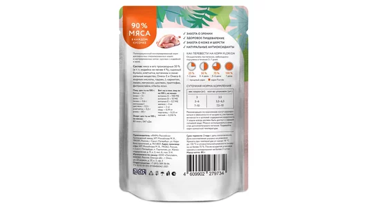 FLORIDA паучи Для&nbsp;стерилизованных кошек: кусочки с&nbsp;индейкой в&nbsp;желе, 85г