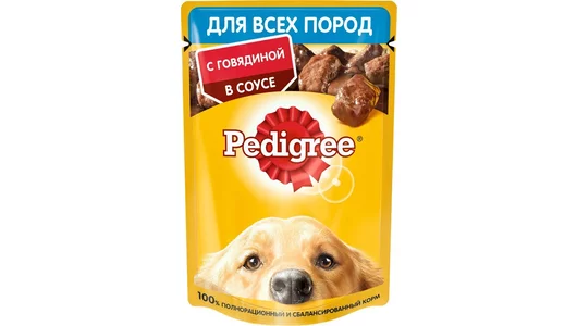 PEDIGREE 85гр для собак Говядина в соусе (пауч)