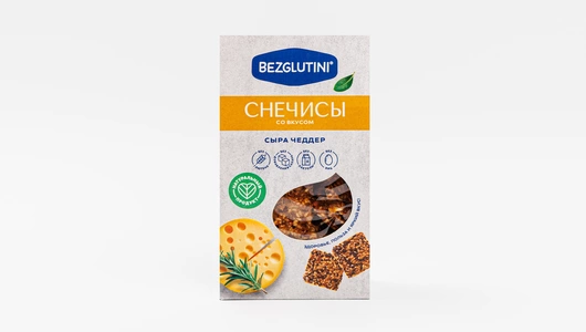 Снеки-хлебцы «Снечисы» со вкусом сыра чеддер, Bezglutini, 70 г