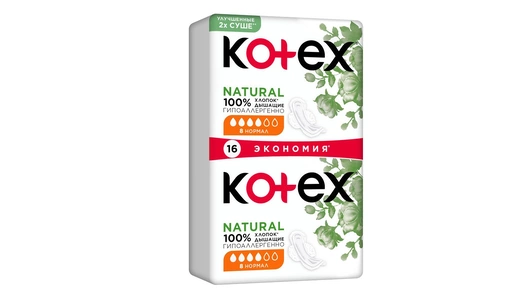 Прокладки гигиенические Kotex Natural Normal 16 шт Прокладки гигиенические Kotex Natural Normal 16 шт
