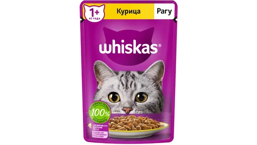 WHISKAS 75гр Корм для кошек Рагу Курица