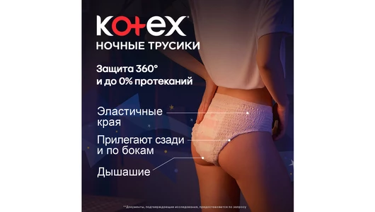 Прокладки-трусики Kotex Ночные 2 шт Прокладки-трусики Kotex Ночные 2 шт