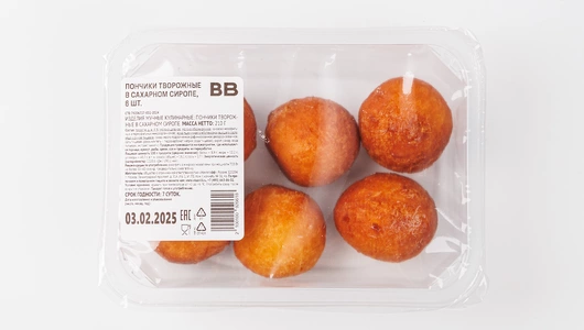 Пончики творожные в сахарном сиропе, 6 шт