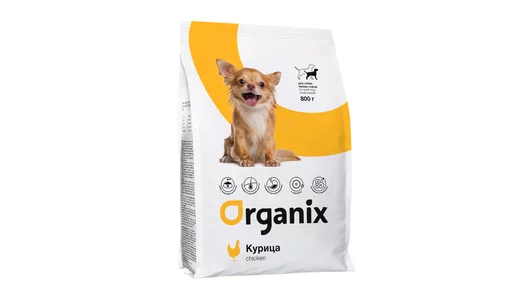 Organix сухой корм для взрослых собак малых пород с курицей и цельным рисом, 800&nbsp;г