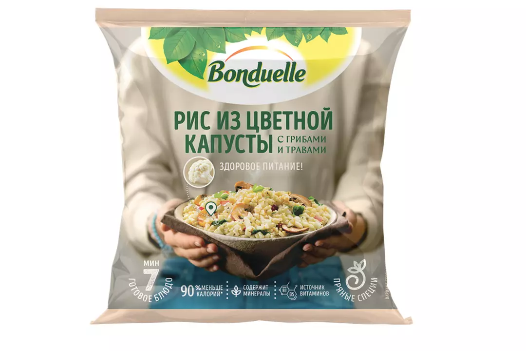Смесь овощная Bonduelle Рис из цветной капусты с грибами и травами 400 г с бесплатной доставкой на дом из «ВкусВилл» | Москва и вся Россия