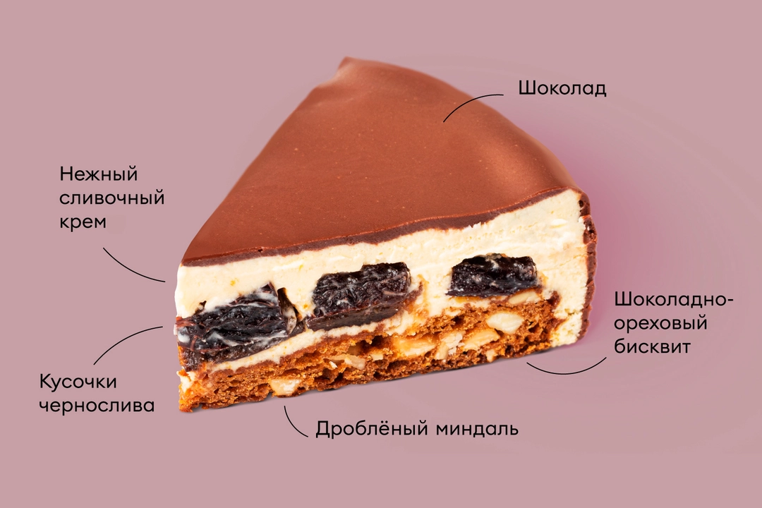 Шоколадный торт с творогом, черносливом и орехами