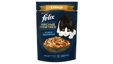 Изображение товара Корм FELIX 75гр для кошек Мясные ломтики Курица пауч