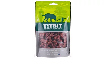 Изображение товара Косточки мясные для собак с бараниной ТИТБИТ натуральное лакомство 145 г