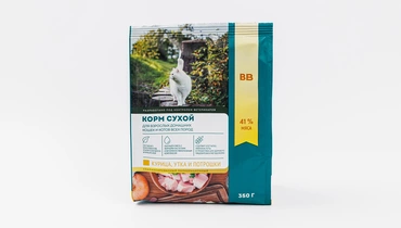 Корм сухой для взрослых дом. кошек «Курица, утка и потрошки», 350 г