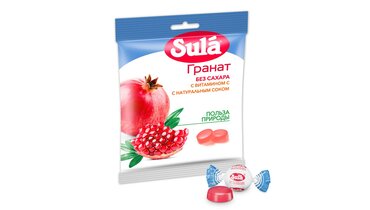 Леденцы без сахара Sula Гранат 60 г