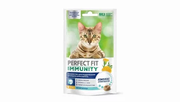 Изображение товара Лакомство PERFECT FIT IMMUNITY для кошек, с курицей и экстрактом бархатцев 50 г