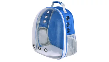 Изображение товара Рюкзак-переноска для собак и кошек с прозрачной крышей, синий 30x24x42 см
