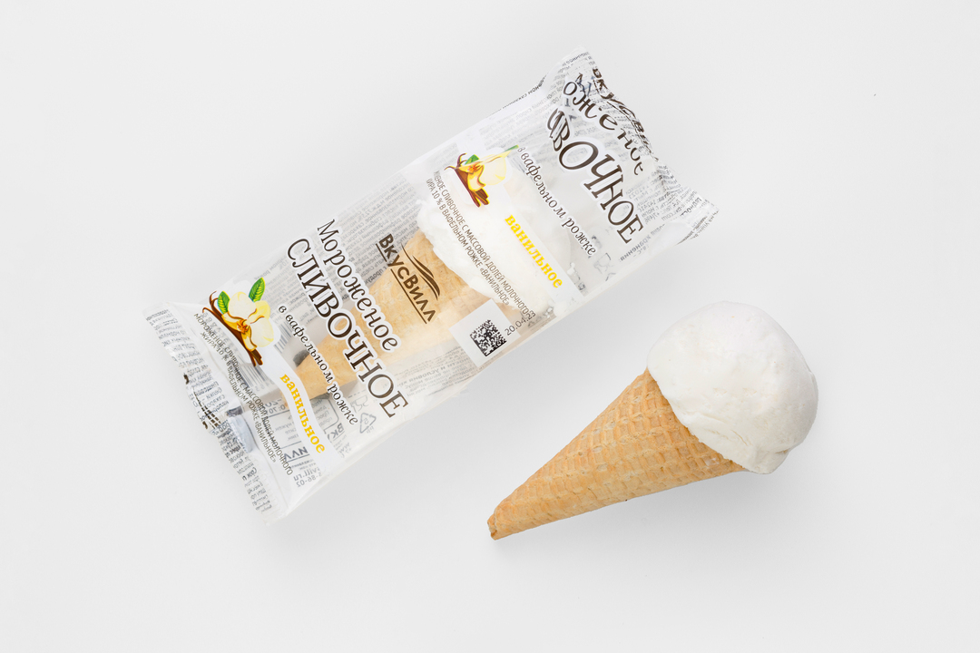 Мороженое сливочное в рожке «Ванильное» с бесплатной доставкой на дом ...