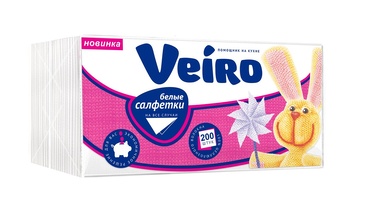 Изображение товара Салфетки бумажные Veiro белые 1-слойные 200 шт