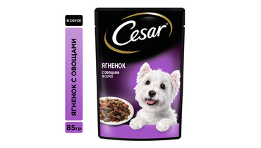Изображение товара Корм влажный для собак Cesar ягненок с овощами 85 г