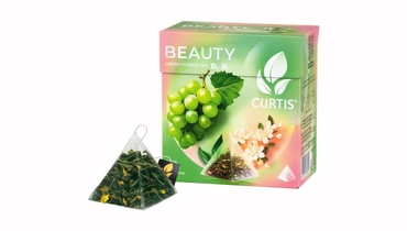 Изображение товара Чай зеленый Curtis Beauty с кусочками винограда в пирамидках 15х1,7 г