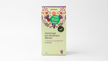 Изображение товара Палочки из печеных яблок с черной смородиной постные