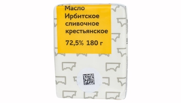 Изображение товара Масло сливочное Ирбитский Молочный Завод Крестьянское 72,5% 180 г