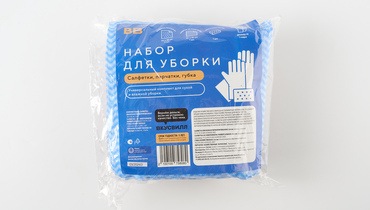 Изображение товара Набор для уборки (салфетки 4 шт, перчатки, губка)