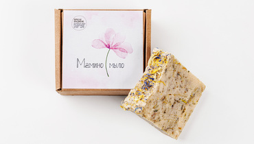 Изображение товара Мыло ручной работы Мамино 90 г натуральное с травами и сухоцветами