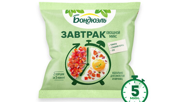 Изображение товара Овощной микс с томатами Бондюэль Завтрак замороженный 200 г