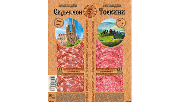 Изображение товара Колбаса сырокопченая Мясная история Сальчичон и Тоскана нарезка 100 г