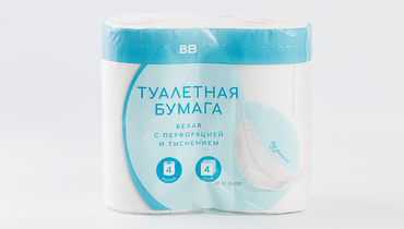 Изображение товара Бумага туалетная 4 слоя белая, 4 рулона